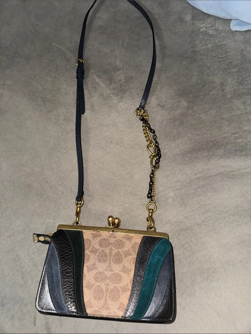 Coach Colorblock Signature Crossbody in Brown, Black and Green